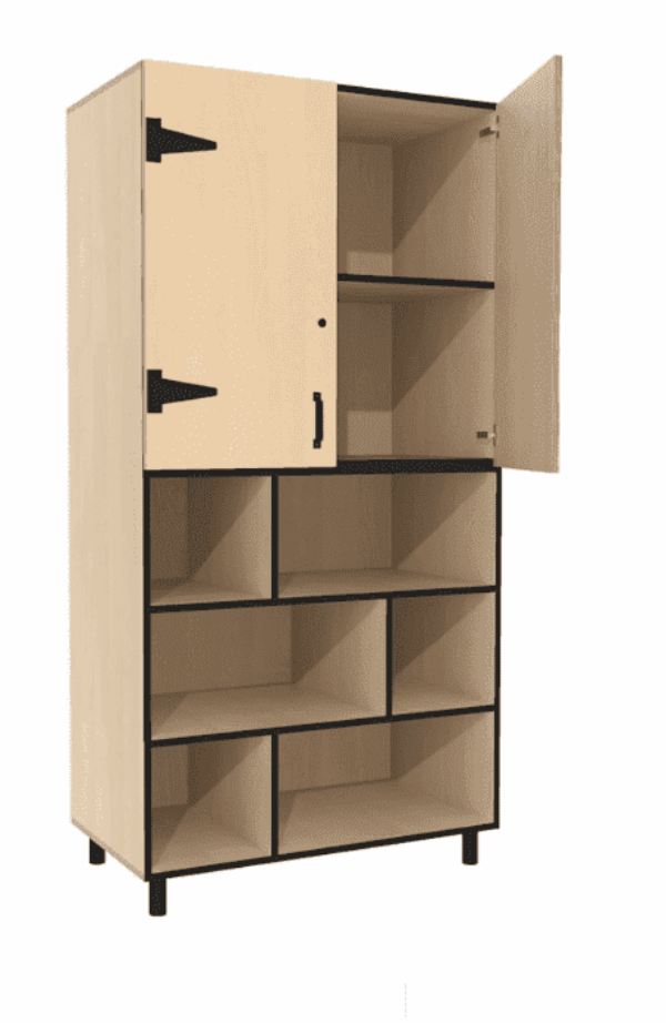 Leidsterkast Rotterdam 100 x 55 x 200 cm – Berken