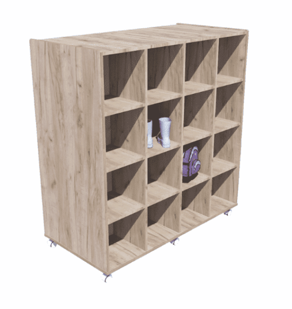 Verrijdbare Garderobe vakkenkast- Grey Craft Oak