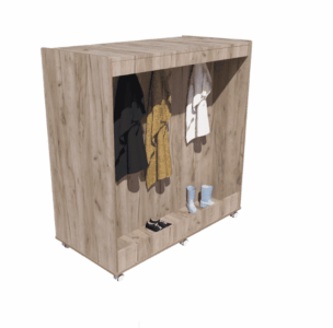 Verrijdbare Garderobe vakkenkast- Grey Craft Oak