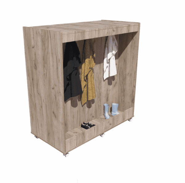 Verrijdbare Garderobe vakkenkast- Grey Craft Oak