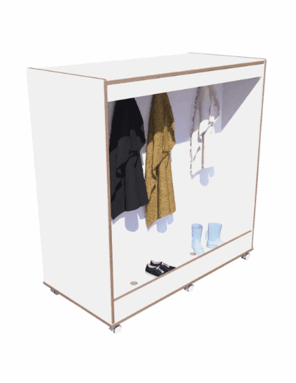Verrijdbare Garderobe vakkenkast – Wit