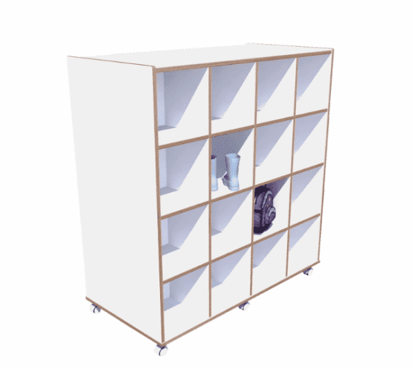 Verrijdbare Garderobe vakkenkast – Wit