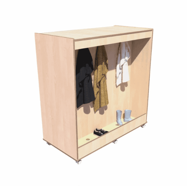Verrijdbare Garderobe vakkenkast – Berken