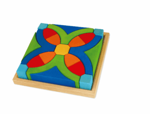 Bauspiel 21-delige Bouwpuzzel – Bouwstenen in houten lijst