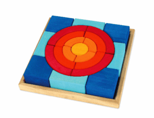 Bauspiel 21-delige Bouwpuzzel – Bouwstenen in houten lijst