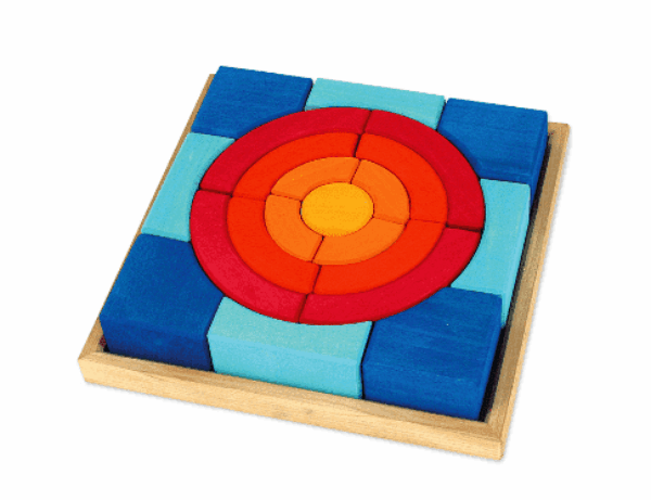 Bauspiel 21-delige Bouwpuzzel – Bouwstenen in houten lijst