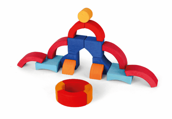 Bauspiel 21-delige Bouwpuzzel – Bouwstenen in houten lijst