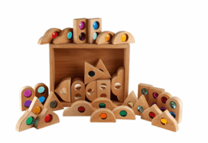 Bauspiel 36-delige Houten Sprookjesachtige bouwstenen in houten kist