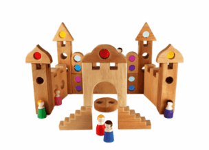 Bauspiel 36-delige Houten Sprookjesachtige bouwstenen in houten kist foto 2