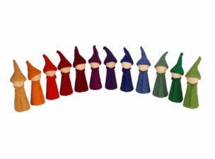 Bauspiel Small World – 12 Kleurrijke houten figuren met vilt