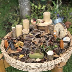 Rieten dienbladtafel – 60 cm foto 2