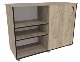 Schuifdeurkast 144 x 55 x108 cm  – Grey Craft Oak