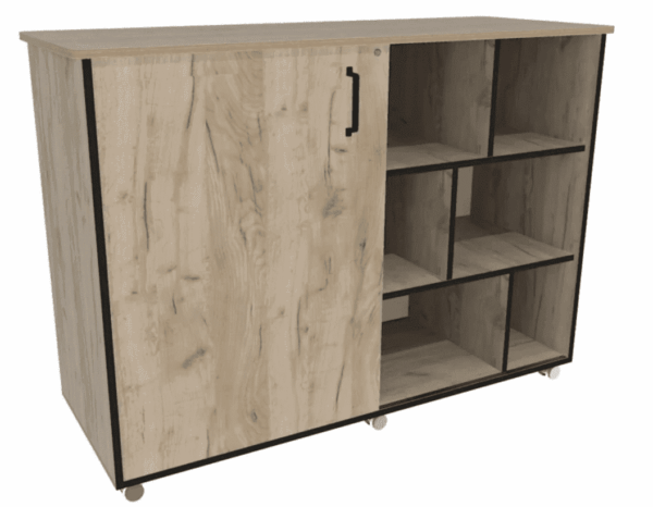 Schuifdeurkast 144 x 55 x108 cm  – Grey Craft Oak