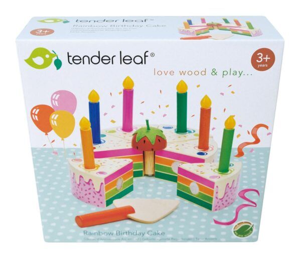 Tender Leaf Houten Keuken speelgoed – Regenboog Verjaardagstaart
