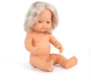 Miniland Pop Europees Meisje met haar – 38 cm