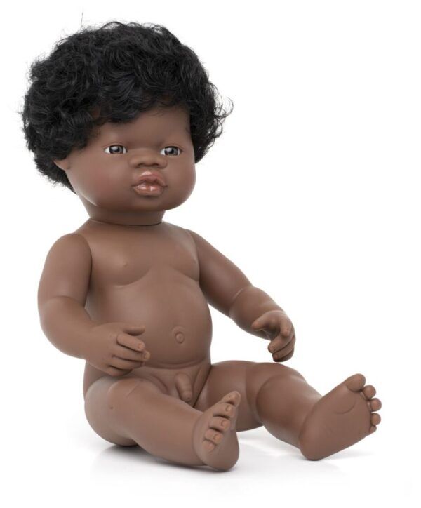 Miniland Pop Afrikaanse Jongen met haar – 38 cm