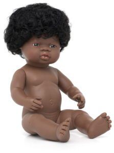 Miniland Pop Afrikaans Meisje met haar - 38 cm