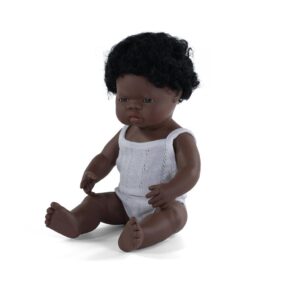 Miniland Pop Afrikaanse Jongen met haar - 38 cm