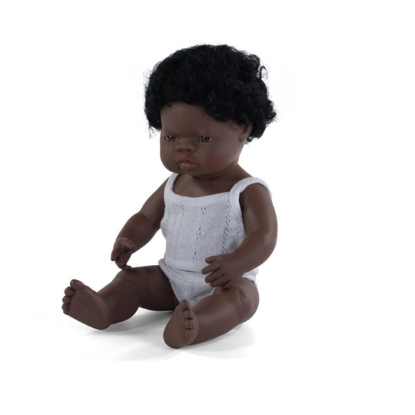 Miniland Pop Afrikaanse Jongen met haar – 38 cm foto 1