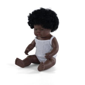Miniland Pop Afrikaans Meisje met haar - 38 cm