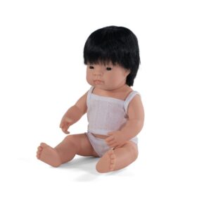 Miniland Pop Aziatische Jongen met haar - 38 cm
