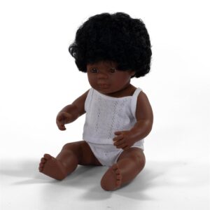 Miniland Pop Afro-Amerikaans Meisje met haar - 38 cm