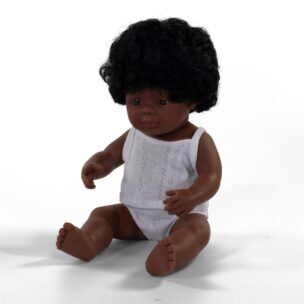 Miniland Pop Afro-Amerikaans Meisje met haar – 38 cm