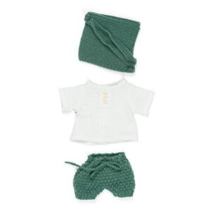 Miniland Kleding Set Groen/Wit voor Jongen - 32 cm