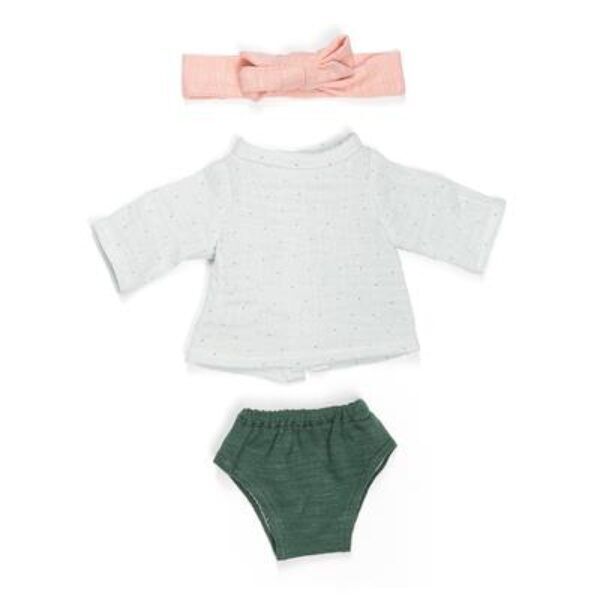 Miniland Kleding Set Groen/Wit voor Meisje – 32 cm