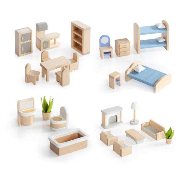 Guidecraft Moderne Poppenhuis Meubels  – Set van 24