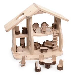 Guidecraft Natuurlijke Houten Poppenhuis Set