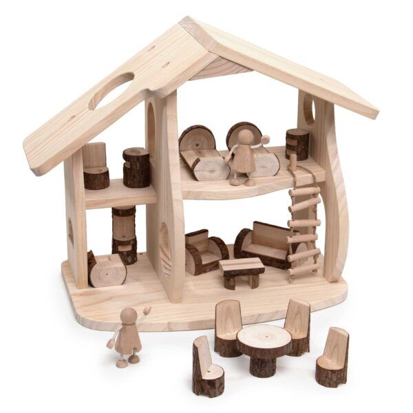 Guidecraft Natuurlijke Houten Poppenhuis Set