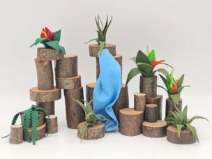 Woods boomblokken Rotsenwand met Waterval