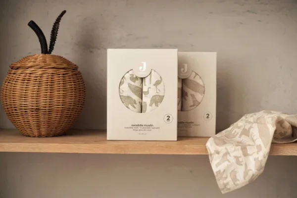 Jollein Hydrofiele Multi Doek Large 115x115cm Animals – Olive Green – 2 Stuks