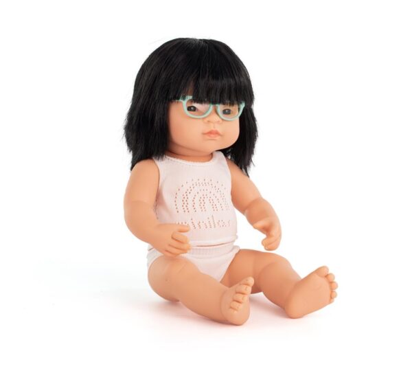 Miniland Pop Aziatisch Meisje met Bril – 38 cm foto 1