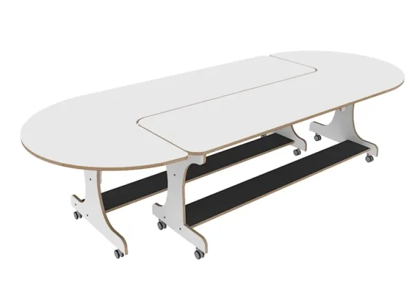 Set van 2 J-tafels 225 cm – Wit foto 1
