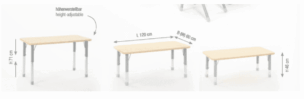 Olaf Tafel Rechthoek in hoogte verstelbaar 120 x 60 cm – Hoogte 46-71 cm foto 2