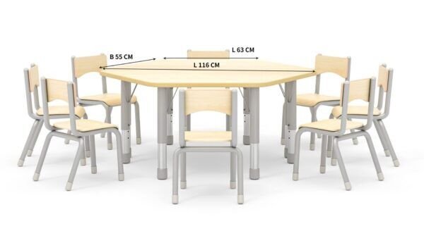 Olaf Tafel Trapezium in hoogte verstelbaar – 120 x 60 x 60 x 60 cm – Hoogte 46-71 cm
