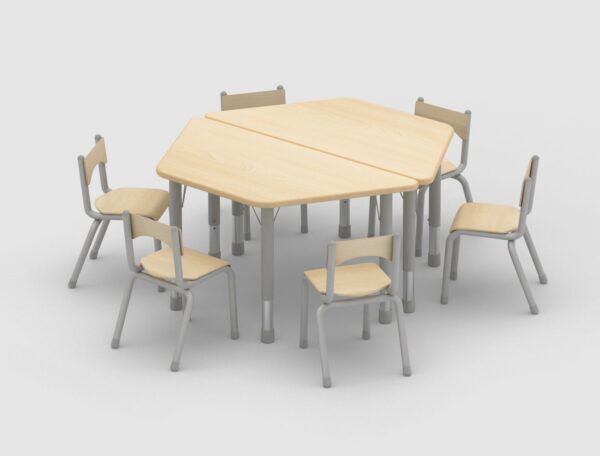 Olaf Tafel Trapezium in hoogte verstelbaar – 120 x 60 x 60 x 60 cm – Hoogte 46-71 cm