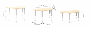 Olaf Tafel Trapezium in hoogte verstelbaar – 120 x 60 x 60 x 60 cm – Hoogte 46-71 cm foto 2