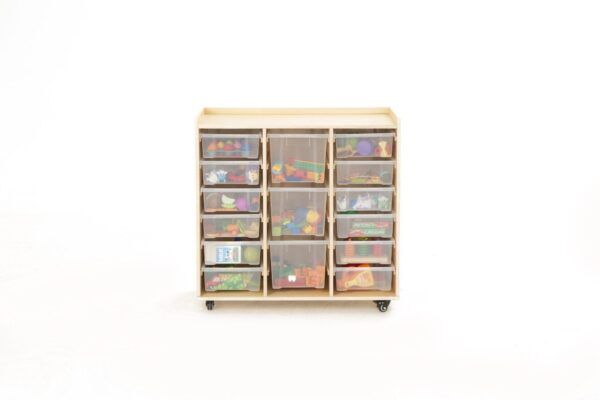 Vakkenkast met 12 kleine en 3 grote bakken