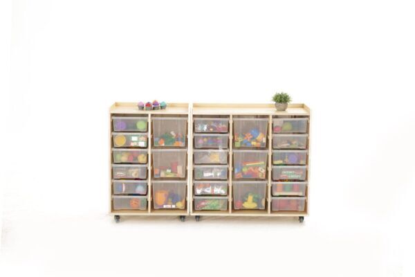 Vakkenkast met 12 kleine en 3 grote bakken