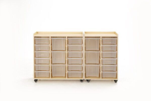 Vakkenkast met 12 kleine en 3 grote bakken