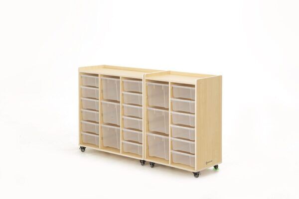 Vakkenkast met 12 kleine en 3 grote bakken