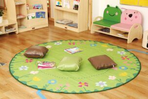 Rond Vloerkleed met Bloemenprint – 200 cm