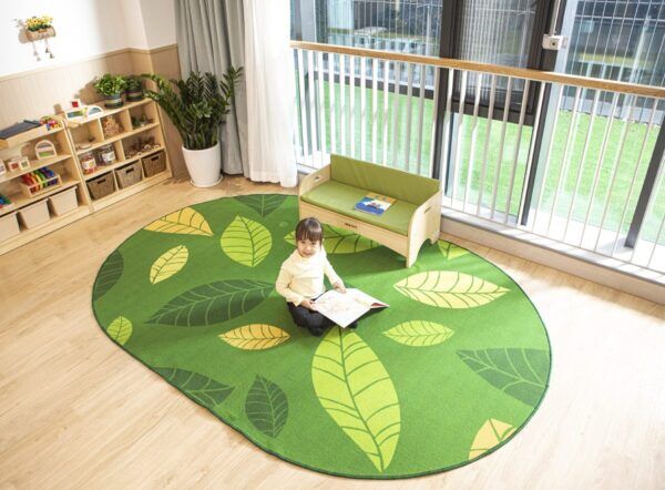 Groot Ovalen Speelkleed bladerendesign – 300 x 200 cm