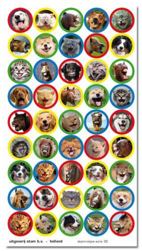 Stickers serie 32 – vriendelijke dieren koppen