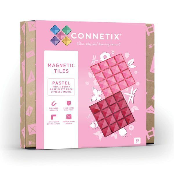 Connetix Basisplaat Pastel Roze & Bessen 2 stuks