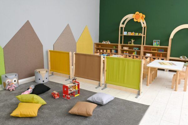 Wandscherm Ruimteverdeler Beige en Bruin – 2 tinten doek