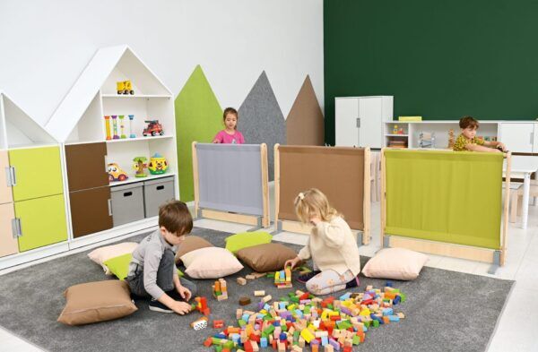 Wandscherm Ruimteverdeler Lichtgrijs en Grijs – 2 tinten doek